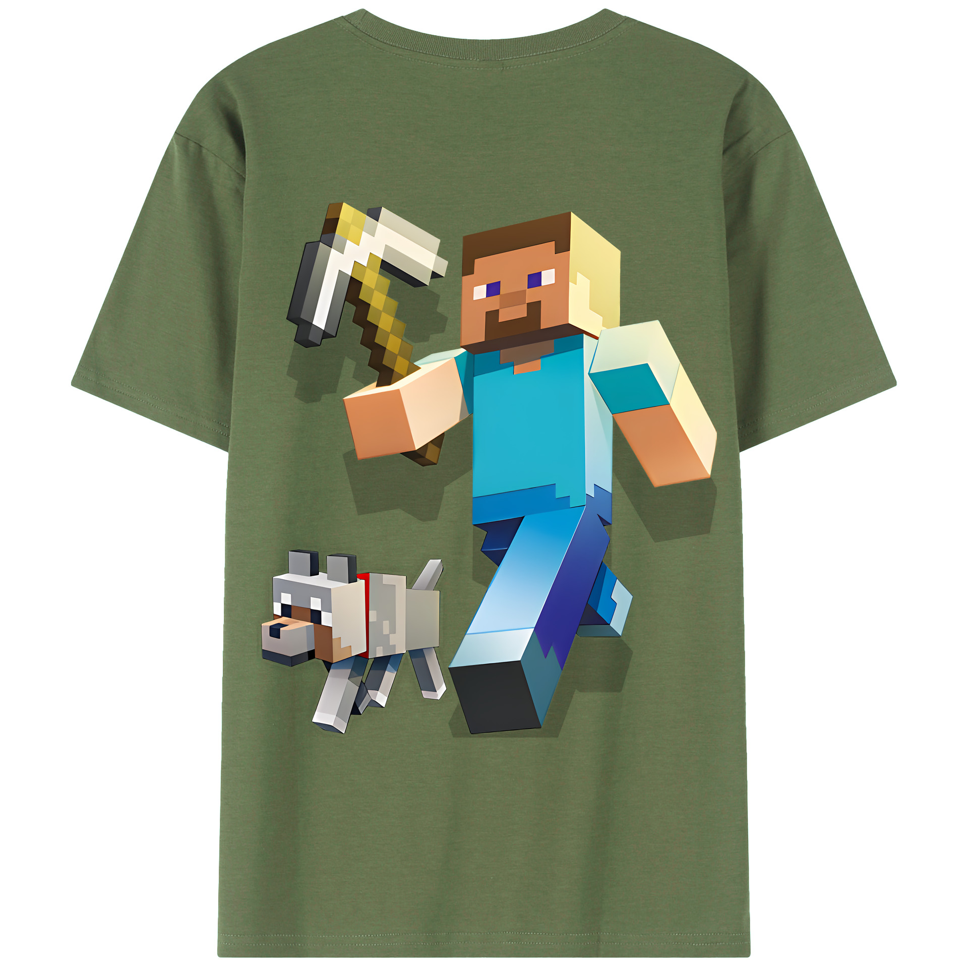 （画像用） マインクラフト ブロックの世界 Minecraft MC Block world 綿100％ メンズ半袖Tシャツ（バックプリント） 通気性